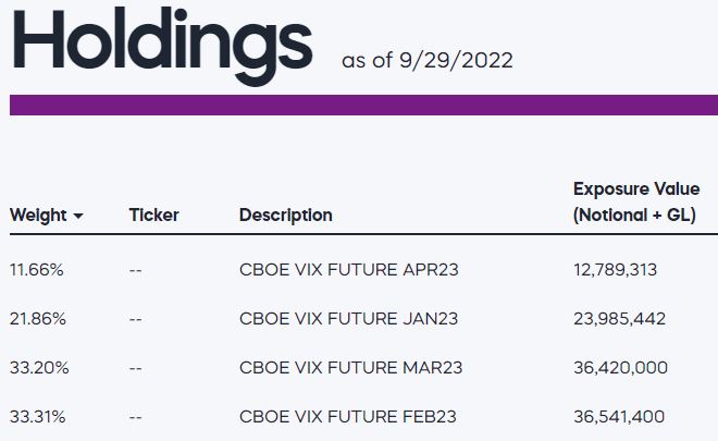 VIXM ETF VIX Future Holdings